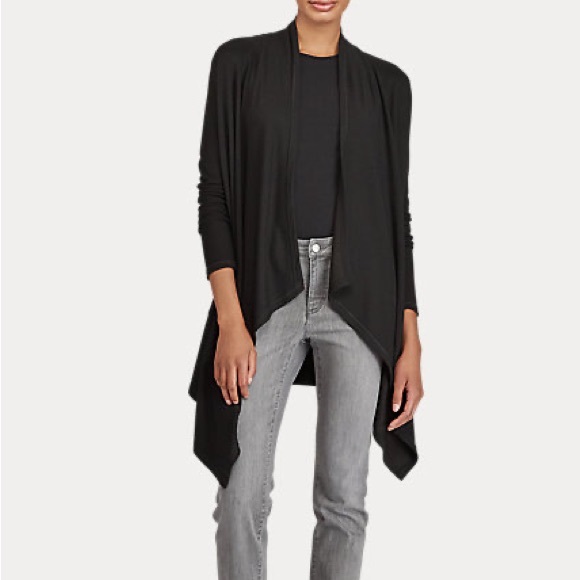 Lauren Ralph Lauren | Open-Front Black Cardigan - Picture 1 of 8